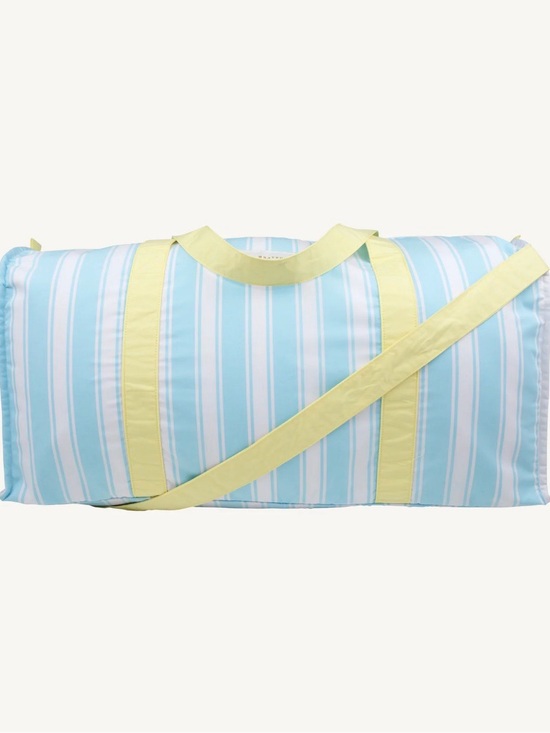The Beaufort Bonnet Company Other - TBBC Large NWOT Blue and White Striped Duffel with Pale Yellow Straps